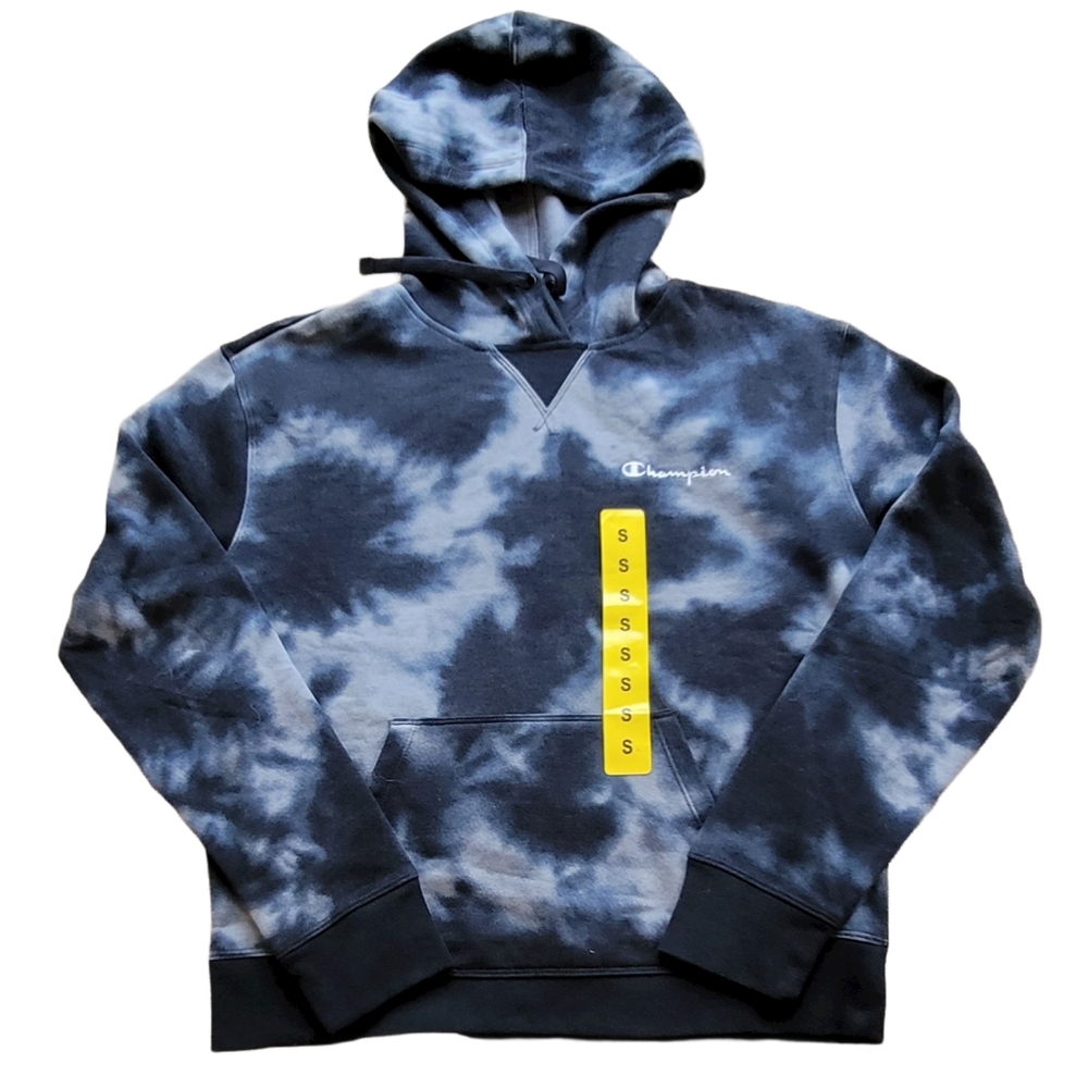 NEW Champion Hoodie Fleece Sweatshirt Tie Dye Size M, Ignore small sizing tag.